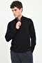 Black Men's Slim Fit Mock Neck Men's Knitwear - 3