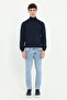 Men's Regular Fit Full Turtleneck Navy Blue Knitwear - 2