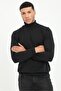 Men's Regular Fit Full Turtleneck Black Knitwear - 3
