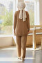 Bow Embroidered Double Knitwear Set Mink - 28032-Vizon - 3