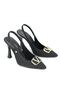 Melina Flexible Soft Non-Slip Sole (10 cm) Black Suede Open Elastic V Buckle Women's Heeled Shoes - 4