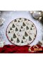 Cream Pine Tree and Deer Christmas Foot Rug, New Year's Pine Tree Skirt and Underlay Washable - 3