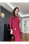 Burgundy Bat Sleeve Flowy Stylish Dress - 6