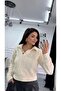 Beige Teddy Bear Embroidered Patterned Knit Sweater Beige - 6
