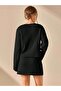 TKM0006 Women's Black Buttoned Cardigan-Mini Skirt Knit Top and Bottom Set - 3