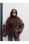 Women's Oversized Detailed Leather-Look Coat - 4