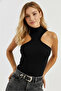 Women's Black Halter Neck Camisole Blouse
