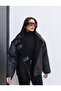 Women's Oversize Detailed Leather Look Coat - 3