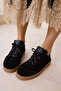 Fi̇ori̇n Women's Black Genuine Leather Suede Sneaker - 6