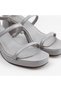 Women's Gray Thick Heeled Platform Sole Thin Strap Ankle Strap Sandals - 4