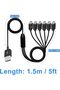 Micro USB Splitter Cable, 6-in-1 Multi Micro USB Charging Cable, 5ft - 7