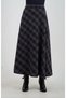 Navy Blue Plaid Slit Skirt - 6