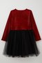 Girl's Long Sleeve Dress Velvet Sequin Age 5-10, Red - 2