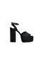 Platform High Heel Black Satin Women's Shoes - Plt8457