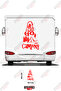 Caravan Sticker Covering with the Text'Go Camping' and an Image of a Tent and a Tree