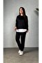 Women's long sleeve hooded lace-up viscose two-thread blouse and pants two-piece set
