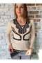 Women's Italian Sim Bead and Sequin Detailed Bolero Set Blouse and Vest 36-42
