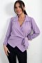 Women's Double-Breasted Polo Neck Side Tie Crepe Chiffon Blouse - 3