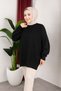 Women's Testtür Clothing Crew Neck Slit Detail Stone and Balloon Sleeve Oversized Stylish Knitwear Tunic