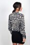 Women's Front Metal Button Leopard Print Long Sleeve Short Satin Shirt - 4