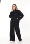 Women's Tops Black Color Three Thread Sh Fleece-Lined Kangaroo Pocket K Hooded Unisex O Oversized Sweatshirt - 6