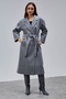 Gray Double-Breasted Closure Waist-Tied Wide Fit Cashmere Coat - 5