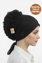 Lace Tulle Back Ruffled Bun Bonnet Black, Women's Hijab Headscarf Turban - 4