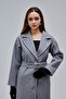 Gray Premium Oversized Belted Cashmere Coat - 6