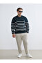 Polo Neck Striped Men's Knitwear Sweater - 4