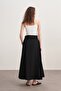 Women's Gabardine Belted Flared Skirt Black - 5