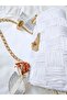 Canvas Knitted Shoulder Bag/ Silvery White - 5