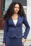 Lightweight Stretch Fabric Suede Fabric Flato Pocket Long Sleeve Short Blazer Jacket-Navy Blue - 3