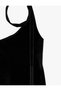 Sleeveless Asymmetrical Neck Halter Velvet Mini Dress - 5