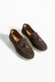 Women's Genuine Leather Suede Classic Non-Slip Sole Detail Gold Accessory Buckle Loafer Ballet Flats - 6