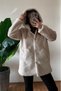 Women's Hooded Button Detailed Faux Fur Coat - 5
