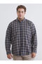 I Big Size Standard Fit Long Sleeve Checked Embroidered g Gabardine Men's Shirt by Freezen Store