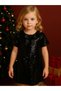 Girls' Half Sleeve Bow Detail Sequin Dress