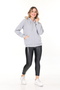 Women's Tops Gray Color Hooded Kangaroo Pocket Zippered Three Thread Sh Fleece-Lined O Oversized Sweatshirt - 8