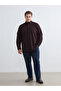 Burgundy Plus Size Regular Fit Long Sleeve Men's Shirt - 2