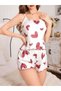 Women's white heart patterned nightgown pajama set with shorts