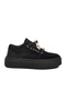 Black Nubuck Lace-Up High Sole Women's Sneaker 25K475 Z