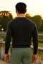Men's Trend Casual Long V-Neck Smoked Sweater - 5