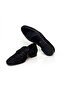 Dark Blue Color Laceless Genuine Leather Men's Shoes - 3