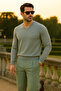 Men's Trend Casual Long V-Neck Gray Sweater - 3