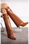 Love Giydemi Thick Heel Boots Tan Heel Height 7 cm - 3
