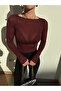 Boat Neck Transparent Stretchy Bodycon Knitted Blouse