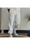 Unisex 3 Thread Ş Fleece-Lined Winter 3-Piece Tracksuit with Elasticated Cuffs Jogger Sweatpants Gray White Black - 4