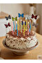 Colorful Butterfly Cake Topper and Macaron Wave Candle Set of 12