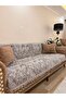 Sofa Cover Luxury Cotton Marble Pattern Non-Slip Reversible Fringed Decorative for Daily Use