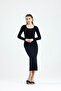 Square Neck Slit Long Sleeve Combed Cotton Dress - 2